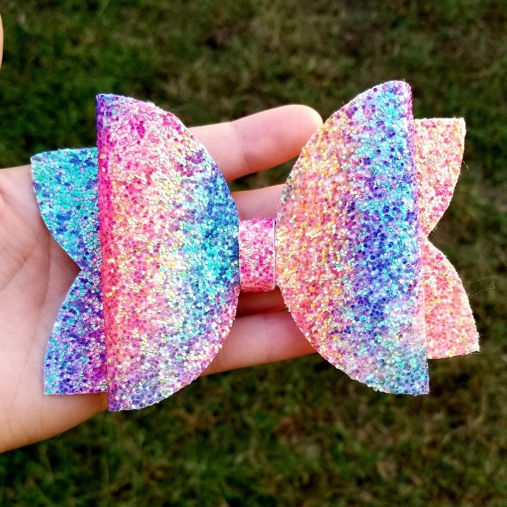 Girls glitter rainbow Hairbow